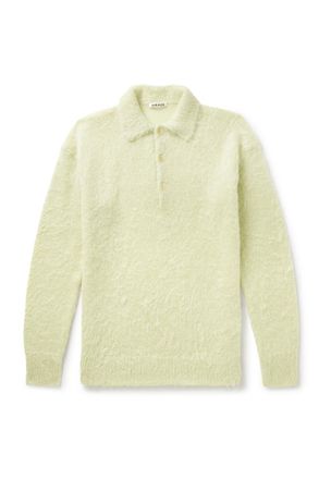 Auralee Brushed Mohair and Wool-Blend Polo Sweater
