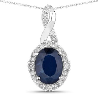 Diana M. Jewels Blue Sapphire Oval 8x6mm - 1Pc + White Diamond F/C Round 1.50mm( I1-I2/I color ) - 4Pcs + White Diamond F/C Round 1.10mm( I1-I2/I color ) - 21Pcs ( J 