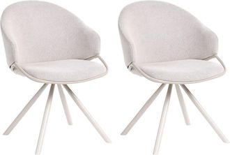 Beliani Set Di 2 Sedie Da Pranzo Scandinave In Tessuto Idrorepellente Bianco Sporco Mystic