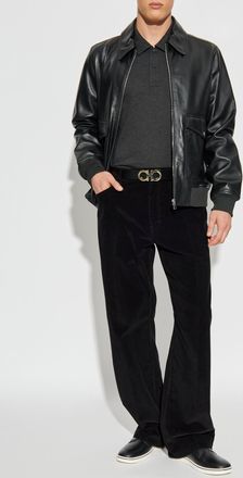 Ferragamo Long-sleeve Polo, Mens, Grey