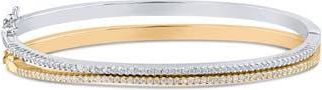 Jardin Set of 2 Two-Tone Pavé Cubic Zirconia Bangle Bracelets in Clear Silver/clear Gold at Nordstrom Rack
