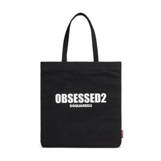 Dsquared2 Tote Bags, male, Black, Size: ONE SIZE Canvas Shopper Bag in Black