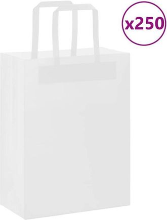 vidaXL Bolsas De Papel Con Asas 250 Uds Blanca 21x11x28 Cm Vidaxl
