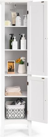 Costway Armario Ba&ntilde;o, Armario Ba&ntilde;o Columna De 5 Niveles, Mueble Ba&ntilde;o, 2 Puertas, 38 X 38 X 160 Cm (blanco) - Costway