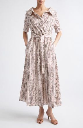 Altuzarra Lydia Stretch Cotton Poplin Midi Shirtdress in Strawberry Bluebell at Nordstrom, Size 38