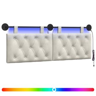 vidaXL Cabecero Colgante Con Luz Led Crema Terciopelo Vidaxl