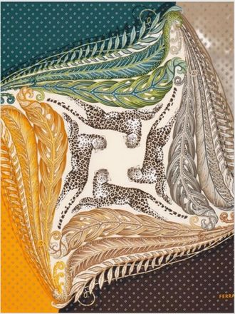 Ferragamo patterned print silk foulard square shape
