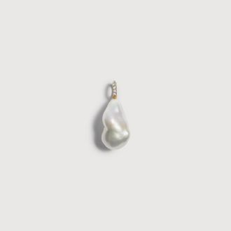 Monica Vinader Gold Lab Grown Diamond Nura Baroque Pearl Pendant Charm Pearl