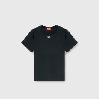 Diesel Cotton T-shirt with metallic Oval D - T-Shirts - Woman - Black