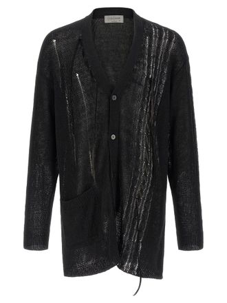 Yohji Yamamoto Black Linen Mens Cardigan