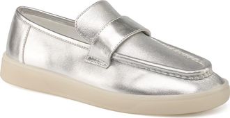 J/Slides Heath Leather Loafer in Silver at Nordstrom, Size 9.5