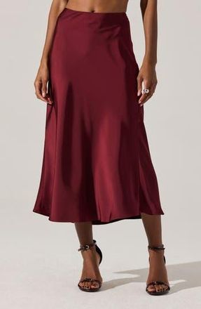 ASTR the Label Windey Satin Midi Skirt in Wine at Nordstrom Rack, Size X-Small