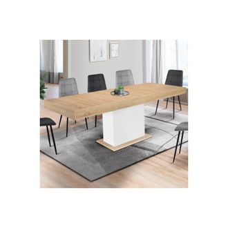 IDMarket Idmarket - Mesa de comedor extensible eden 6-10 personas madera y blanco 160-200 cm