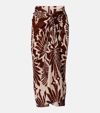 Poupette St Barth Uma printed cotton midi skirt