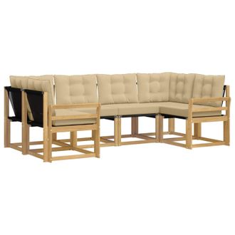 vidaXL Conjunto De Sof&aacute;s De Exterior Con Coj&iacute;n 6 Pcs Y Beige Vidaxl