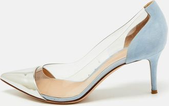 Gianvito Rossi Silver/blue Leather And Pvc Plexi Pumps