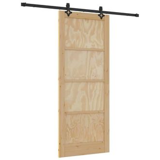 Berkfield Home Sliding Door with Hardware Set 86x211 cm Solid Wood Pine in Beige