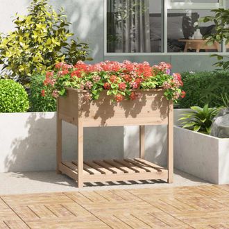 vidaXL Vidaxl - Jardinera Con Estante Madera Maciza De Pino 82,5x82,5x81 Cm