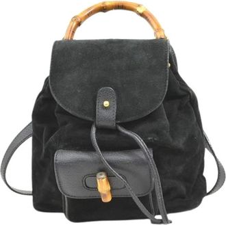 Gucci Pre-owned Backpack - Dames - Vintage Rugzakken - Zwart - ONE Size - Su&egrave;de - Vintage
