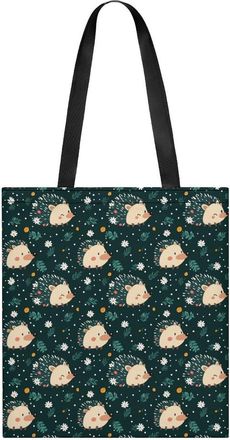 Generic Cute Hedgehogs Flowers Tote Bag for Women Men Shoulder Bags Purses Pouch Handbags