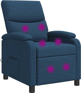 vidaXL Silla De Masajes Reclinable Azul Tela Vidaxl