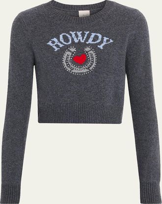 Cinq &agrave; Sept Cropped Graphic Howdy Sweater