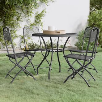 vidaXL 5 Piece Patio Dining Set Expanded Metal Mesh Anthracite