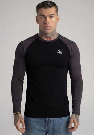 Siksilk Mens Black,Grey LS Muscle Fit T-Shirt XXL