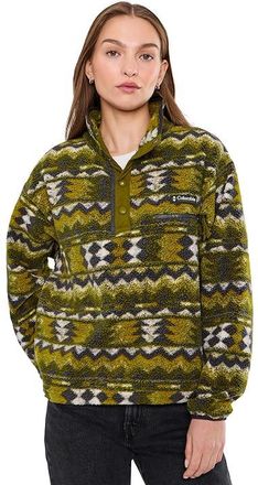 Columbia Helvetiatm II Printed Cropped 1/2 Snap Womens Coat Mossy Green/Retrotree : 2XL, Polyester