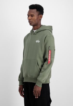 Alpha Industries Hoodie ALPHA INDUSTRIES Signature Backprint Hoodie, Herren, Gr. L, gr&uuml;n (sage, gr&uuml;n), Obermaterial: 80% Baumwolle, 20% Polyester, regular fit, Sweatsh