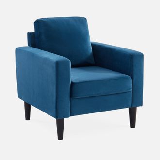 Sweeek Sill&oacute;n Vintage De Terciopelo Con Patas De Madera