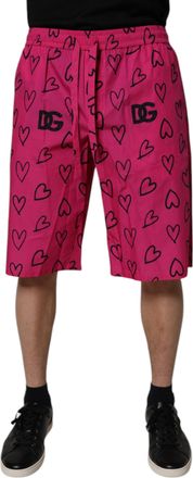 Dolce & Gabbana Mens Heart Print Shorts - Poppy Cotton - Size EU 48 (Mens)