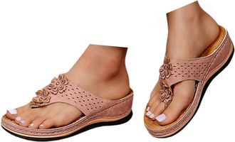 Generic Summer Sandals Women Wedge Flip Flops for Women Orthopedic Sandals Comfortable Flip Flops with Arch Support Summer Casual Wedge Sandal Slippers Dressy