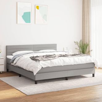 vidaXL Vidaxl - Cama Box Spring Con Colch&oacute;n Tela Gris Claro 160x200 Cm