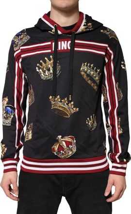 Dolce & Gabbana Black King Crown Hooded Sweatshirt Mens Sweater