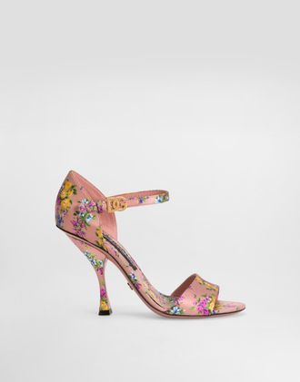 Dolce & Gabbana Keira Satin Sandal With Little Flowers Print - Woman Sandals And Wedges Multicolor 35.5