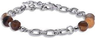Eye Candy Los Angeles Mens Leonardo Agate Beaded Chain Bracelet in Silver at Nordstrom Rack