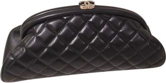 Chanel Black Quilted Leather Mademoiselle Clutch