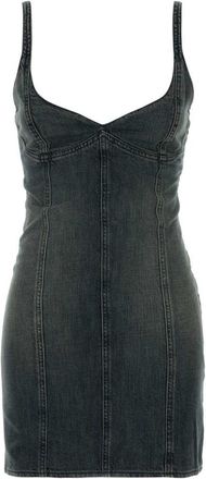 Balenciaga Blue Sweetheart Neck Denim Mini Dress