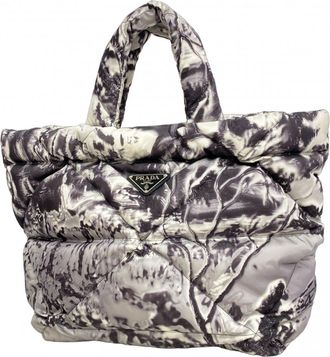 Prada Black Gray Nylon Tote Bag (Pre-Owned)