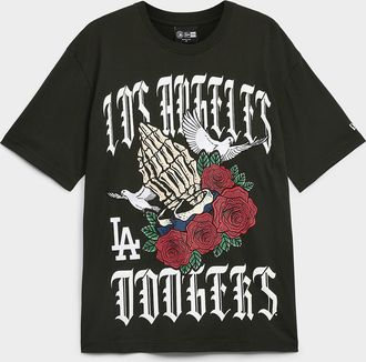 New Era Mens LA Dodgers gothic script graphic T-shirt