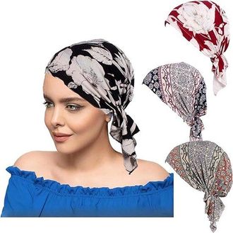 OEM Conjunto De Pa&ntilde;uelo Para La Cabeza De 4 Piezas Para Mujer (pa&ntilde;uelo/gorro/diadema Preanudados) - Conjunto 1