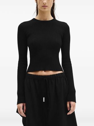 Ann Demeulemeester T-shirt Kati crop a coste - Nero