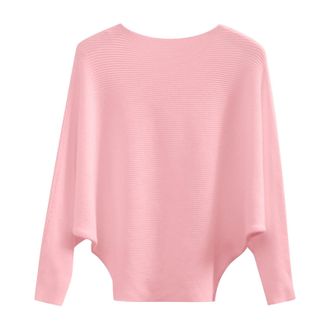 Generic Sweaters for Women UK, Batwing Sleeves Knitted Lightweight Sweaters and Pullovers Jumper Tops Soft Crew Neck Sweater for Winter