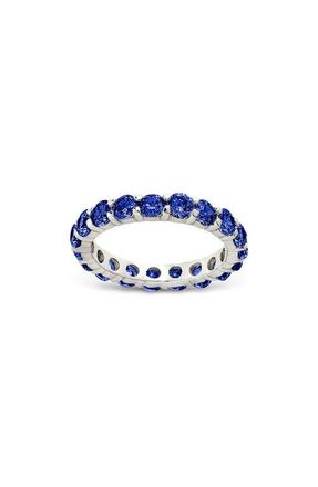 Sterling Forever Gracie Cubic Zirconia Eternity Ring in Silver/Sapphire at Nordstrom, Size 10