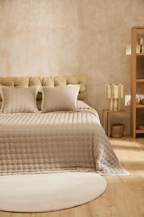 Calma House Colcha color beige 240x260 para Cama de 135-150