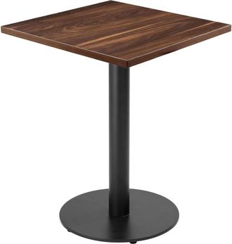 Oviala Mesa de comedor 60 cm pie negro y revestimiento de madera oscura