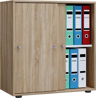 ebuy24 Armario De Oficina Vcm Con 2 Compartimentos Armario De Archivo Moderno Con Puertas Correderas Dimensiones Aprox. An. 70 X Al. 73 X T. 37 Cm - Comparti
