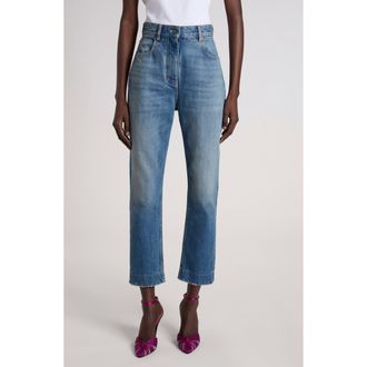 Valentino Garavani Vgold Crop Straight Leg Jeans in Denim at Nordstrom, Size 28