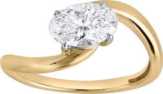 LuvMyJewelry Lilian 1.5 Ct Oval Lab Grown Diamond Engagement Ring in 14K Gold